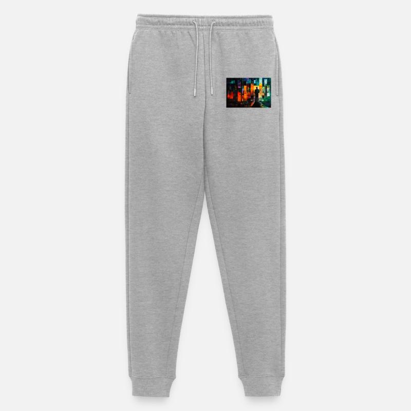 Farbmosaik Schattenpfad - Männer Premium Bio Jogginghose - Grau meliert