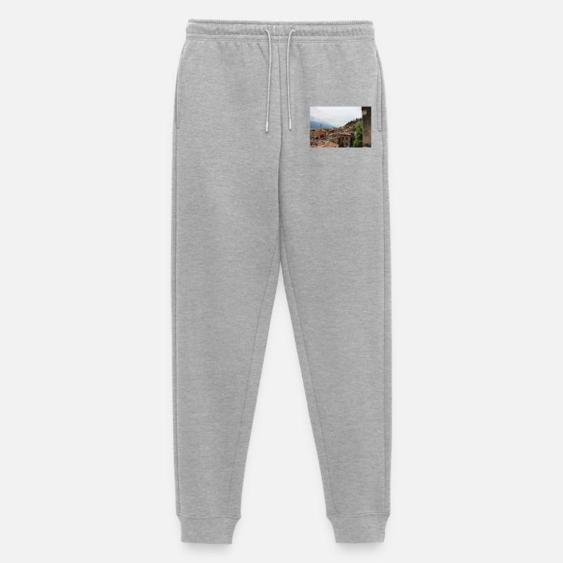Blick auf Limone - Männer Premium Bio Jogginghose - Grau meliert