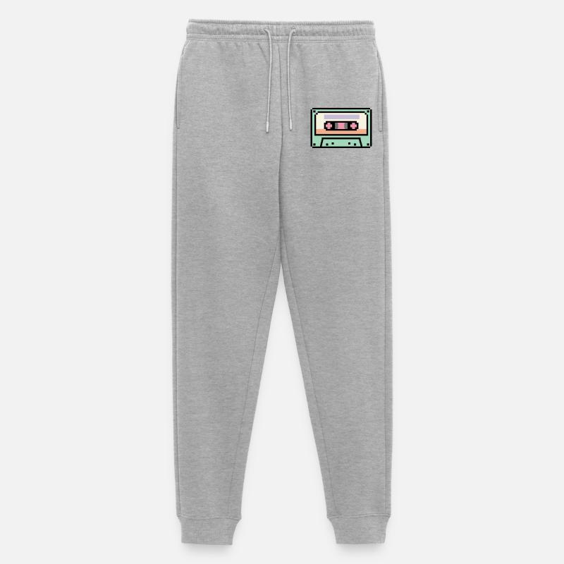 Retro 8-Bit-Pixel-Art-Kassette - Männer Premium Bio Jogginghose - Grau meliert