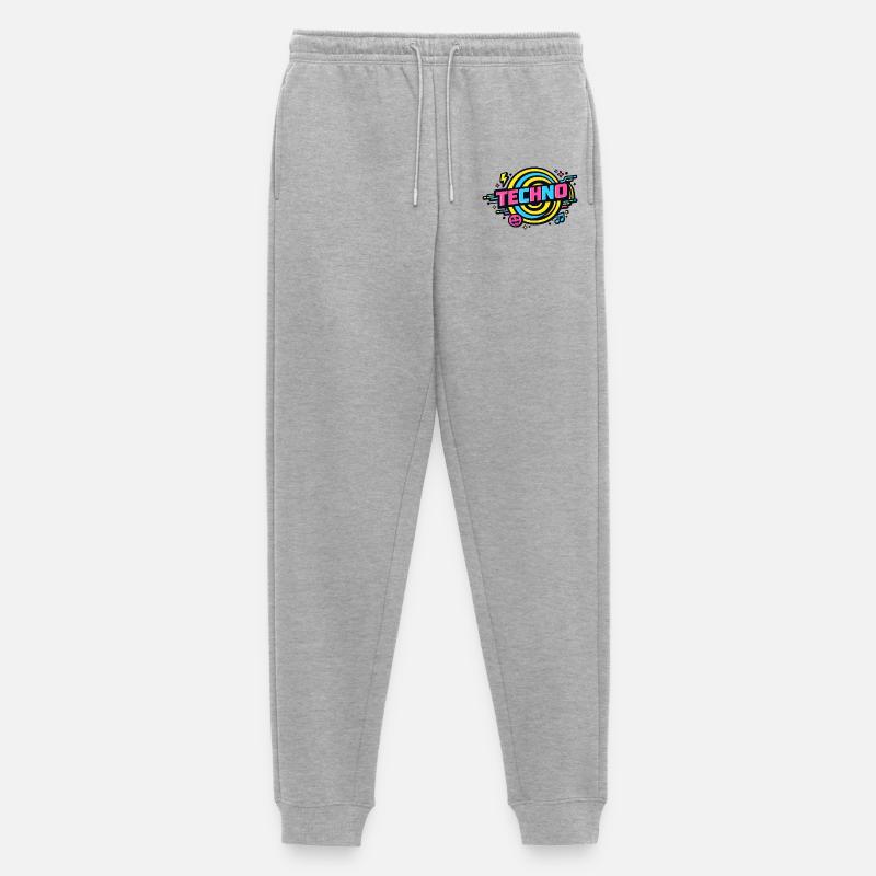 Techno Neon Retro Kreis - Männer Premium Bio Jogginghose - Grau meliert