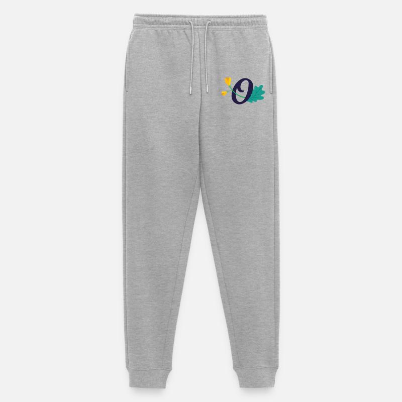 Eleganter Buchstabe 'O' mit Blumen - Männer Premium Bio Jogginghose - Grau meliert