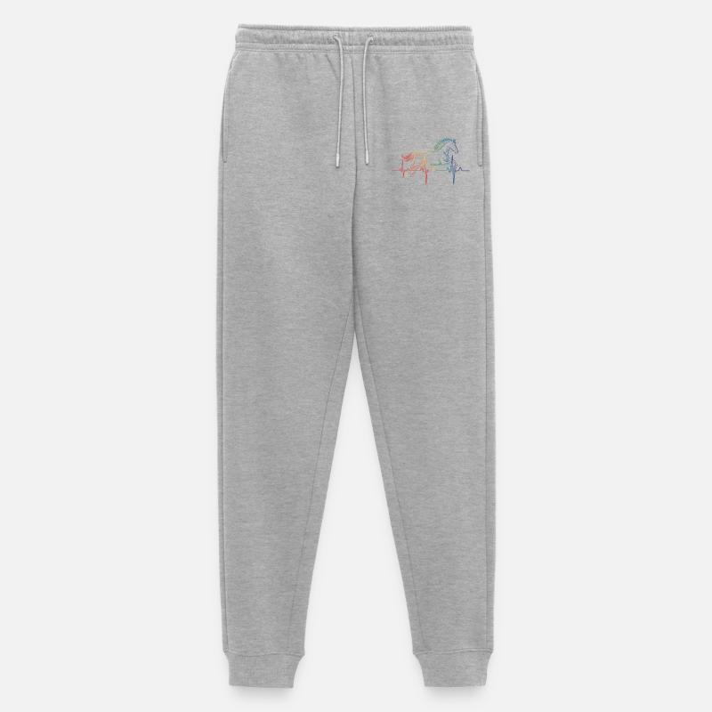 Pferd Heartbeat - Männer Premium Bio Jogginghose - Grau meliert