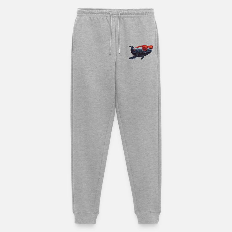 Wal mit Sonnenbrille - Männer Premium Bio Jogginghose - Grau meliert