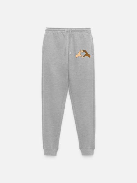 Coloured heart hand motif - customisable - Men's Premium Organic Joggers - heather grey