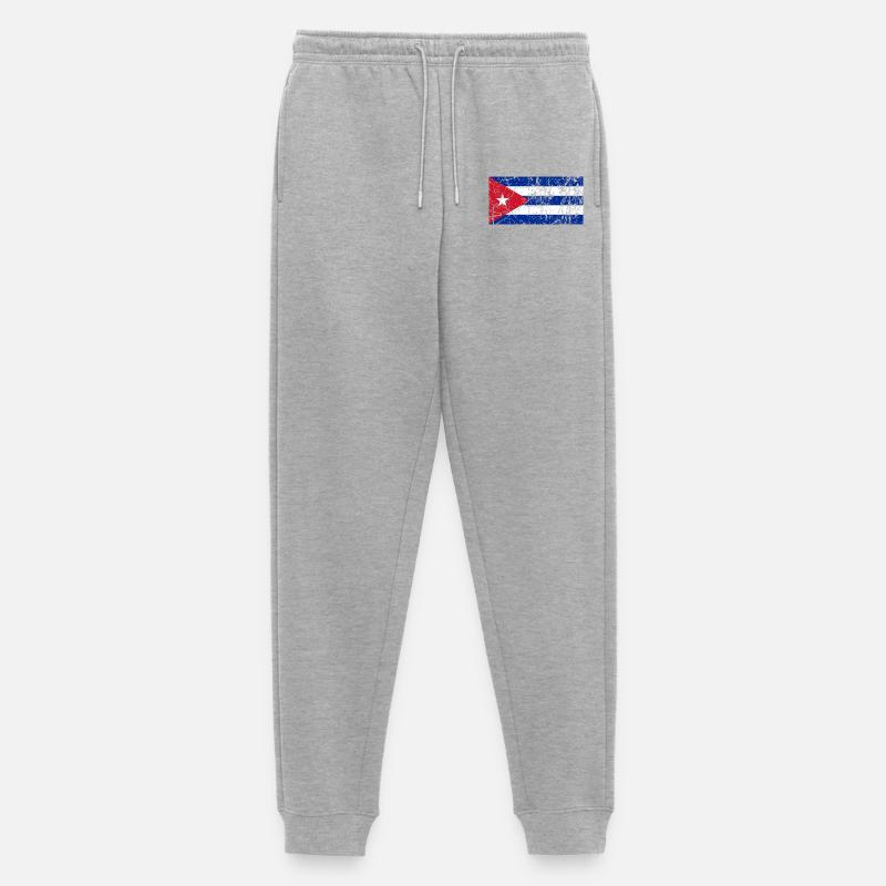 Kuba Flagge Vintage-Effekt - Männer Premium Bio Jogginghose - Grau meliert
