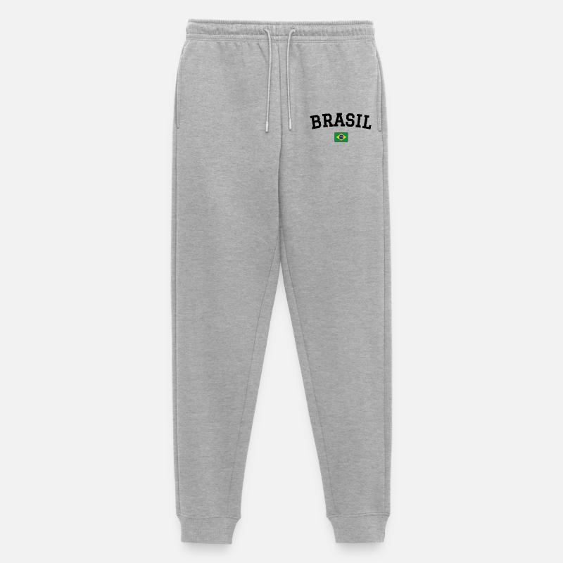 Brasilien Flagge Design Schwarz - Männer Premium Bio Jogginghose - Grau meliert