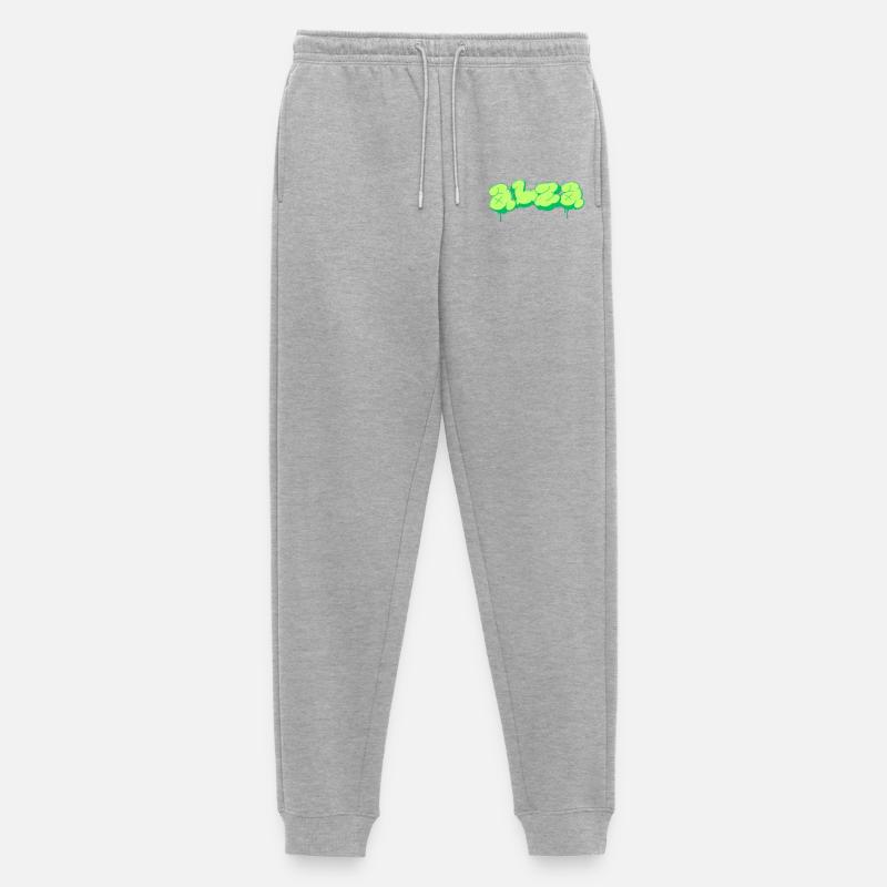 Hellgrünes Design im Graffiti-Stil - Männer Premium Bio Jogginghose - Grau meliert
