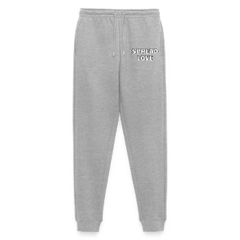 Spread Love Fett Schwarz Weiß Typografie - Männer Premium Bio Jogginghose - Grau meliert - Vorne - Thijin (182cm)