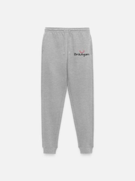 Bräutigam Geweih shirt Junggesellenabschied - Männer Premium Bio Jogginghose - Grau meliert