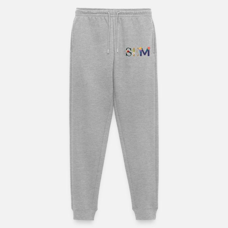 SEM Name mit Blumen geschmückt - Männer Premium Bio Jogginghose - Grau meliert