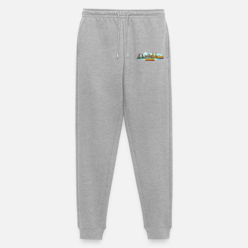 Città Skyline di Madrid - Pantaloni da jogging ecologici premium da uomo - grigio melange