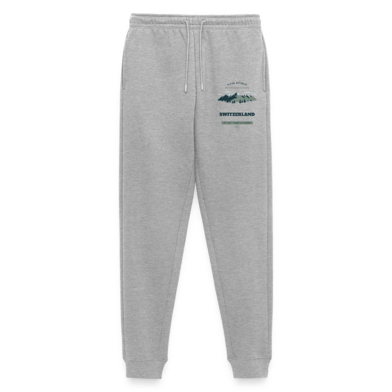 Switzerland-mærke på en men's premium organic joggers