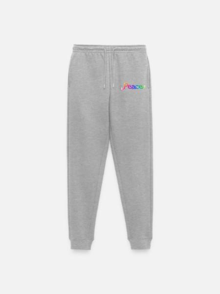 Farbige Peace-Schrift im Pfeildesign - Männer Premium Bio Jogginghose - Grau meliert