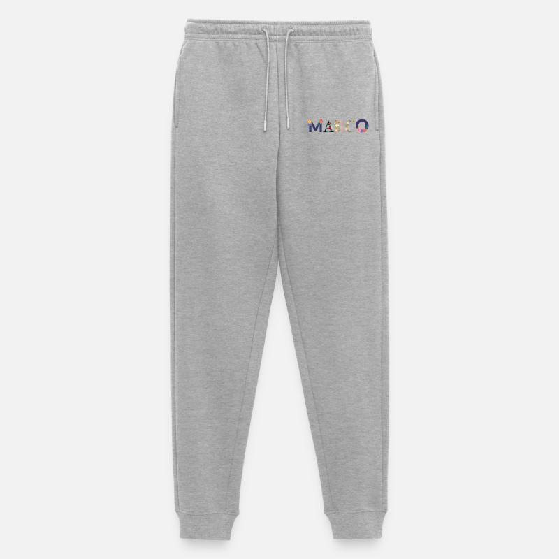 Le nom MARCO décoré de fleurs - Pantalon de jogging Premium bio Homme - gris chiné