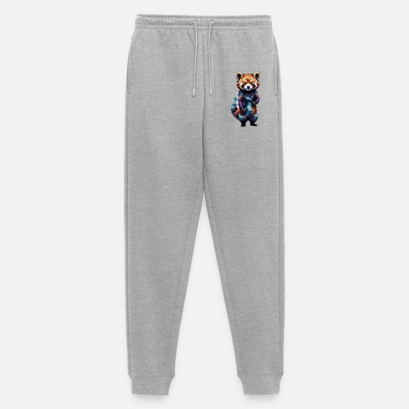 Bunter Panda Aquarell-Design - Männer Premium Bio Jogginghose - Grau meliert