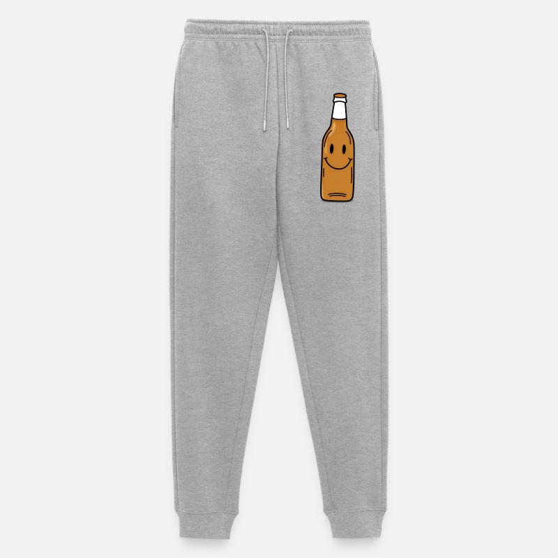 Lächelnde Bierflasche Cartoon - Männer Premium Bio Jogginghose - Grau meliert