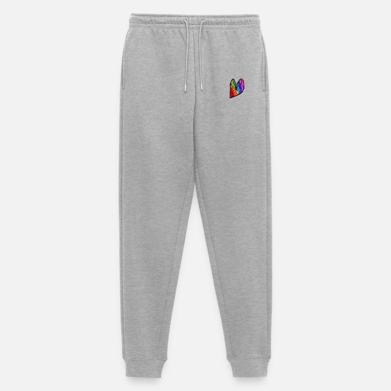 Regenbogenherz Kritzelkunst - Männer Premium Bio Jogginghose - Grau meliert