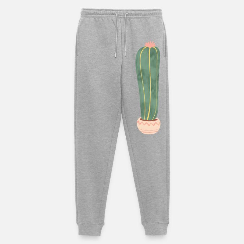 Kaktus im Blumentopf - lang - Männer Premium Bio Jogginghose - Grau meliert
