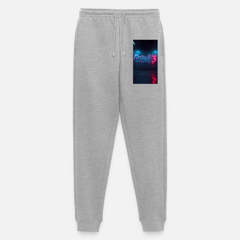 Omega3 Neon Graffiti - Männer Premium Bio Jogginghose - Grau meliert