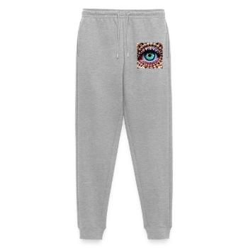 Œil coloré dans filet tressé - Pantalon de jogging Premium bio Homme - gris chiné - Devant - Thijin (182cm)