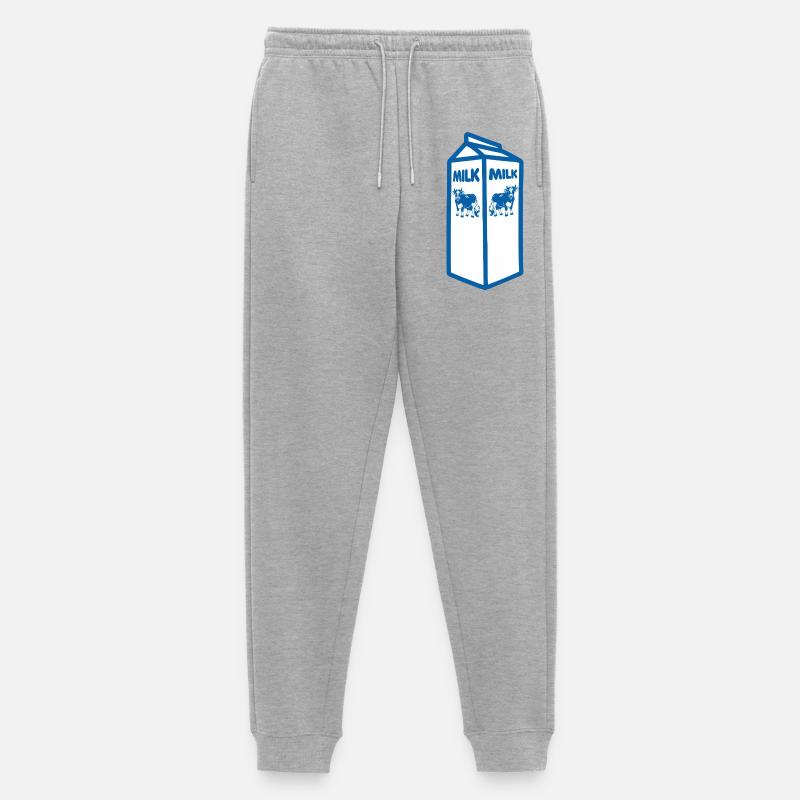 Blauer Milchkarton und Kuh-Design - Männer Premium Bio Jogginghose - Grau meliert