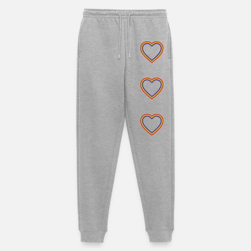 Regenbogen-Herzen - Männer Premium Bio Jogginghose - Grau meliert