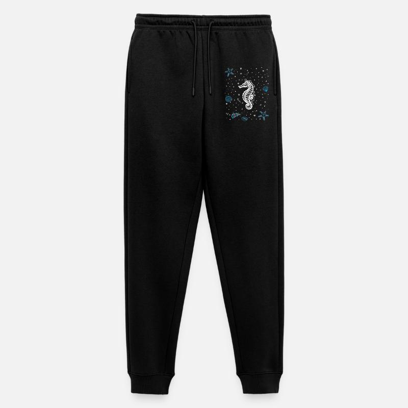 Seepferdchen mit Wasserspritzer. Maritim. - Männer Premium Bio Jogginghose - Schwarz