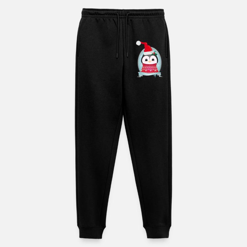 weihnachtlicher Pinguin mit Strickpullover & Mütze - Männer Premium Bio Jogginghose - Schwarz