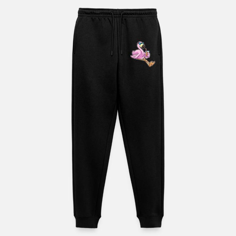 Flamingo mit Getränk mit Strohhalm - Männer Premium Bio Jogginghose - Schwarz
