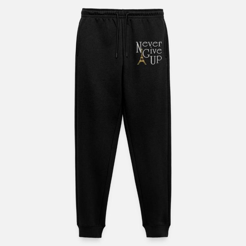 NEVER GIVE UP Silber Eiffelturm Gold - Männer Premium Bio Jogginghose - Schwarz