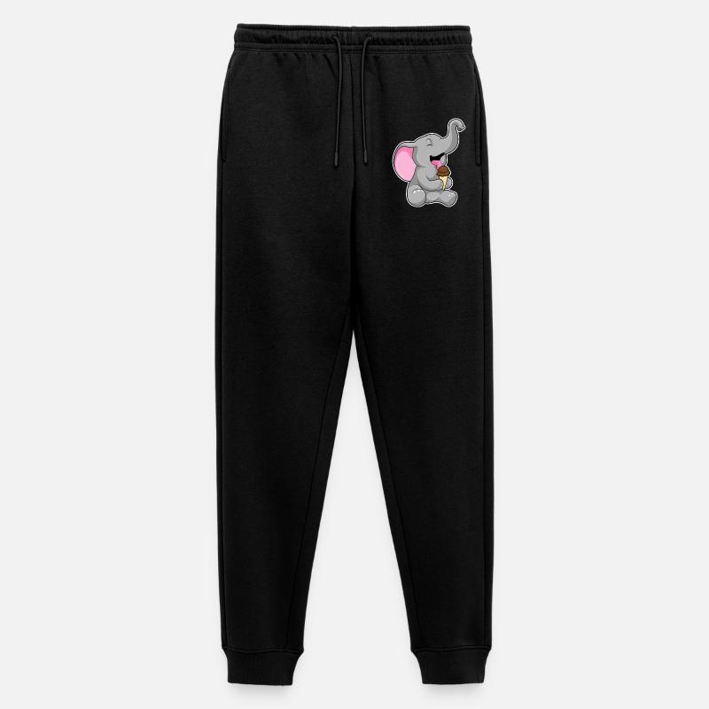 Elefant mit Schoko Waffeleis - Männer Premium Bio Jogginghose - Schwarz