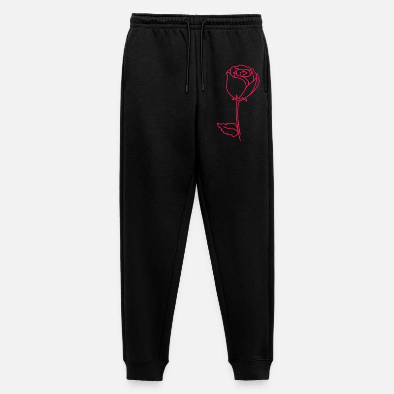 Rosenumriss Neonpink - Männer Premium Bio Jogginghose - Schwarz