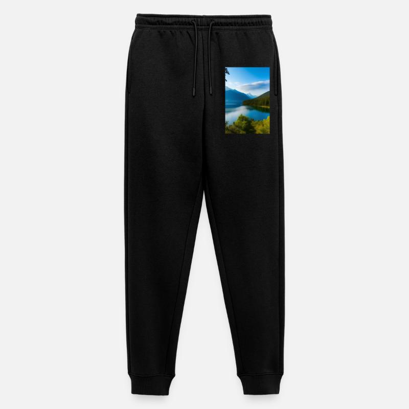 Landschaft mit See und Berge - Männer Premium Bio Jogginghose - Schwarz