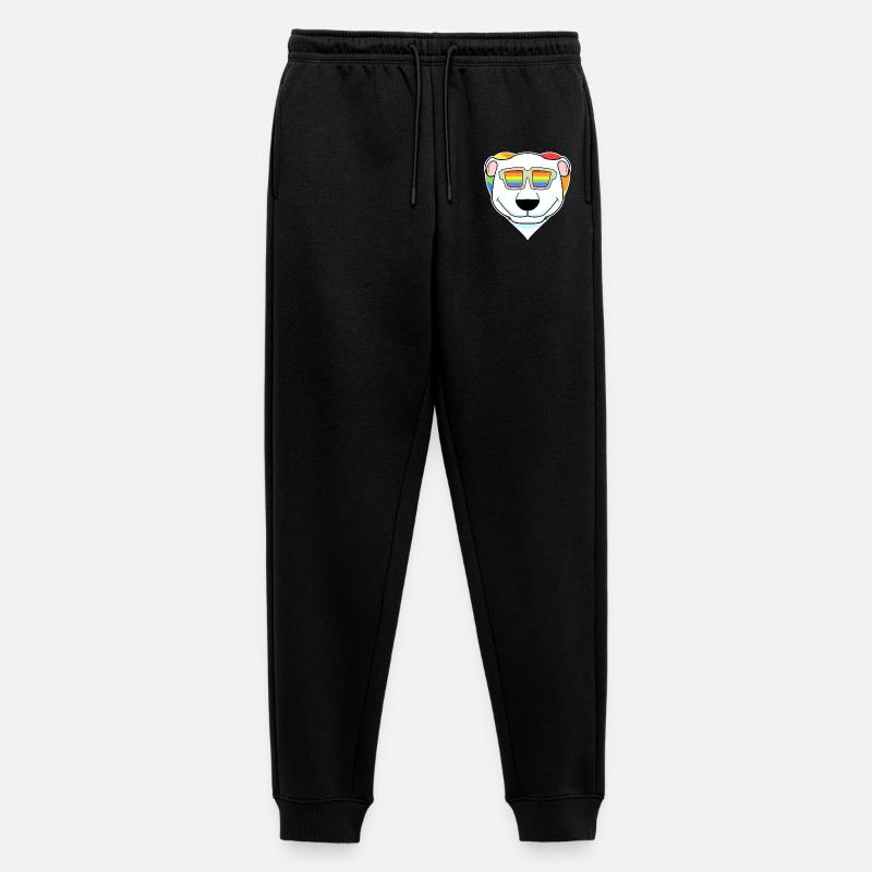 Regenbogen - Eisbär mit Brille - Männer Premium Bio Jogginghose - Schwarz