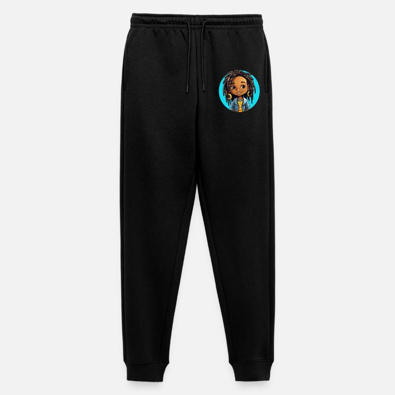 Lebensfrohe Dreadlocks Illustration - Männer Premium Bio Jogginghose - Schwarz