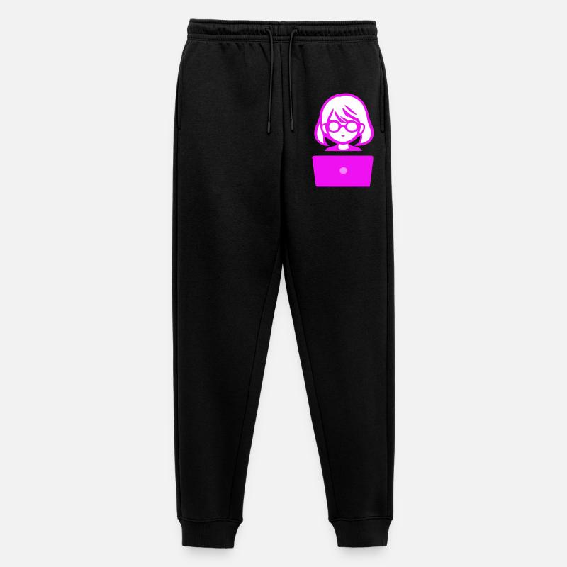 Woman with Computer Programmer Coder - Men's Premium Organic Joggers - black