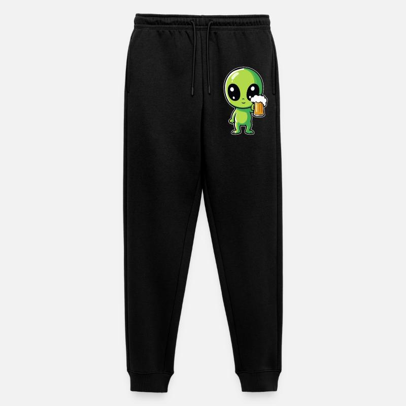 Alien mit Bier - Männer Premium Bio Jogginghose - Schwarz