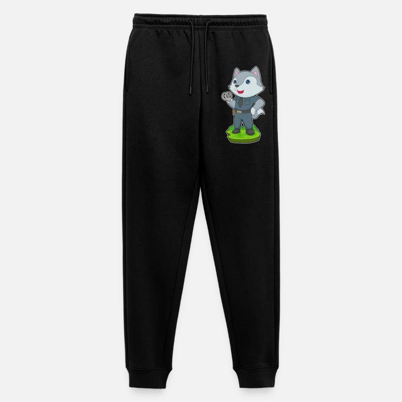 Wolf Polizist Handschellen Polizei - Männer Premium Bio Jogginghose - Schwarz