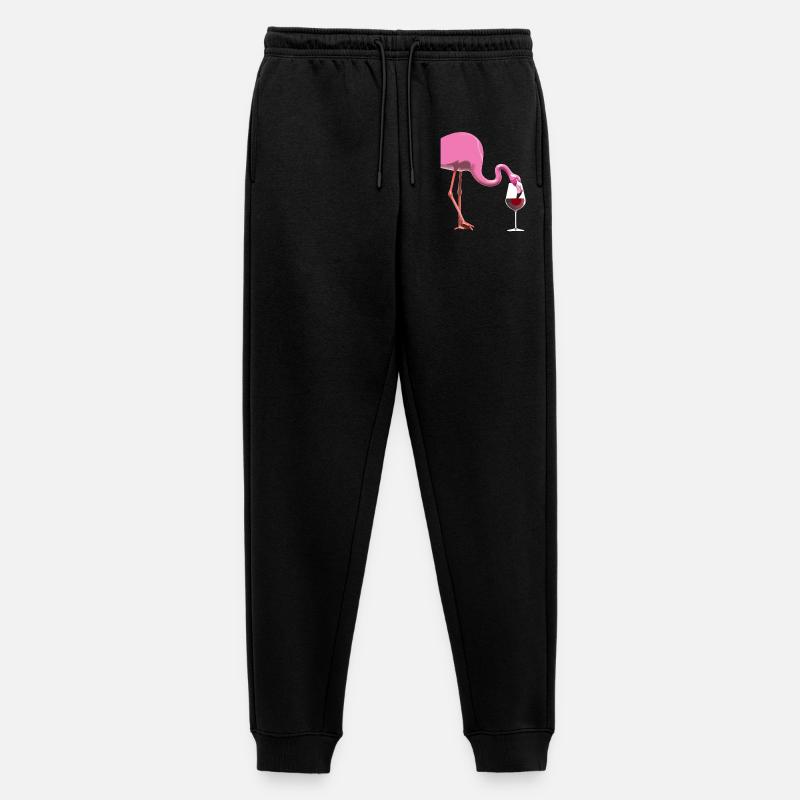 Flamingo mit Weinglas - Männer Premium Bio Jogginghose - Schwarz