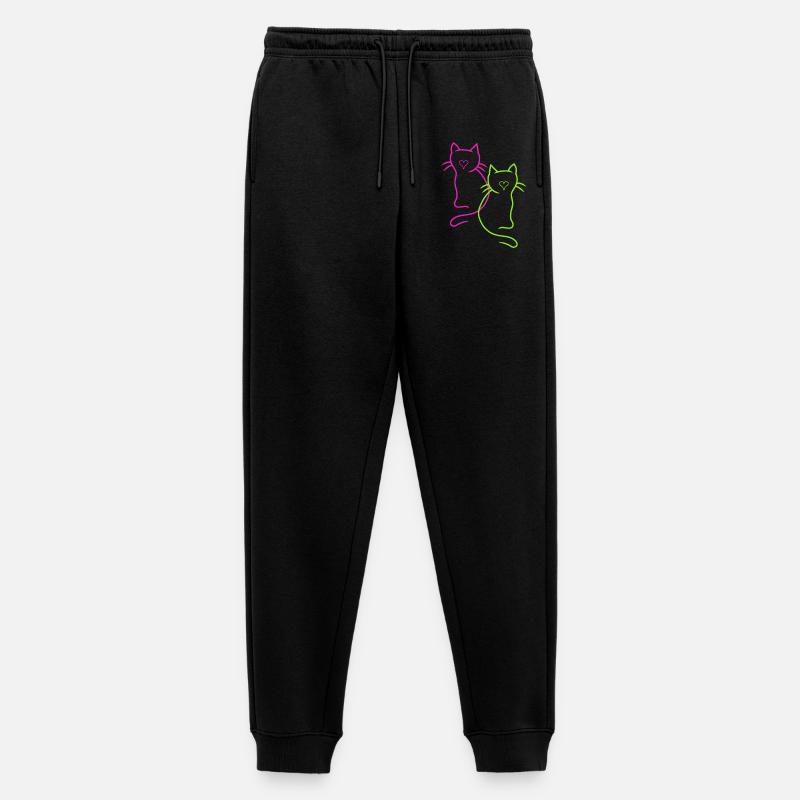 Retro Katzen Herz - Männer Premium Bio Jogginghose - Schwarz