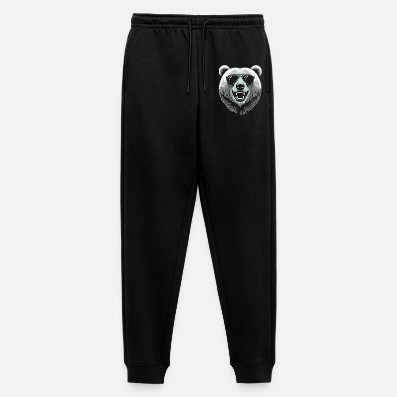 Cooler Bärenkopf mit Sonnenbrille - Männer Premium Bio Jogginghose - Schwarz