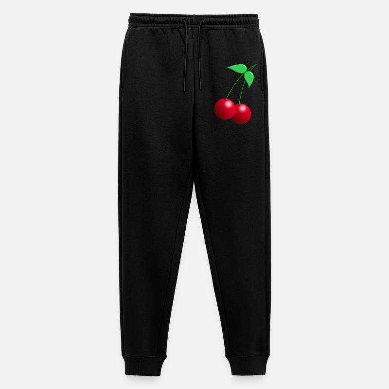 Zwillings Kirschen mit Blättern - Männer Premium Bio Jogginghose - Schwarz