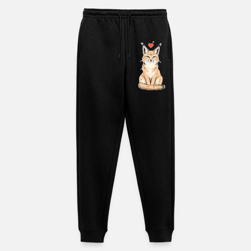 Luchs mit Herz – Wild & Liebevoll - Männer Premium Bio Jogginghose - Schwarz