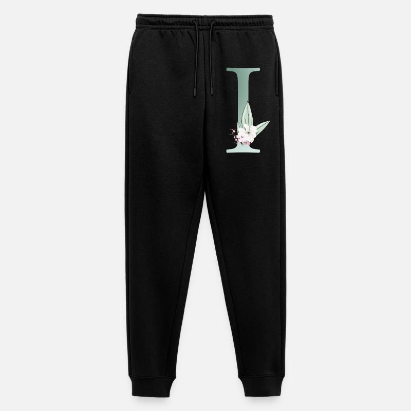 I Monogramm, Floral, personalisierbar - Männer Premium Bio Jogginghose - Schwarz