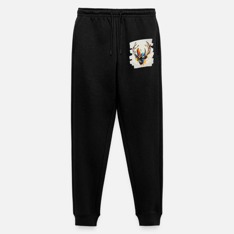 Deer with antlers - Men's Premium Organic Joggers - black