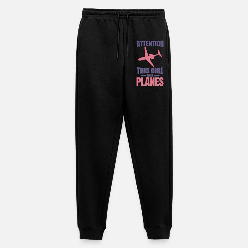 Flugzeug Mädchen - Männer Premium Bio Jogginghose - Schwarz
