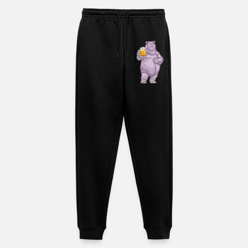Nilpferd Bier - Männer Premium Bio Jogginghose - Schwarz