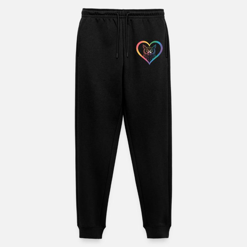 Regenbogen Eulen Herz Design - Männer Premium Bio Jogginghose - Schwarz
