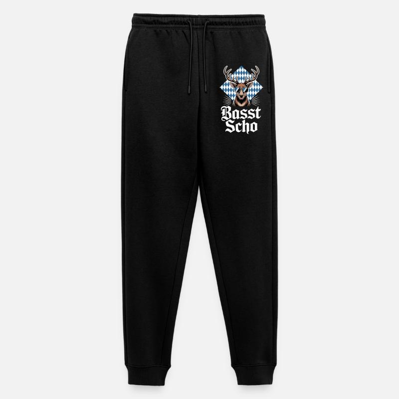 Elch Bayerischer Hirsch Sonnenbrille Basst Scho - Männer Premium Bio Jogginghose - Schwarz