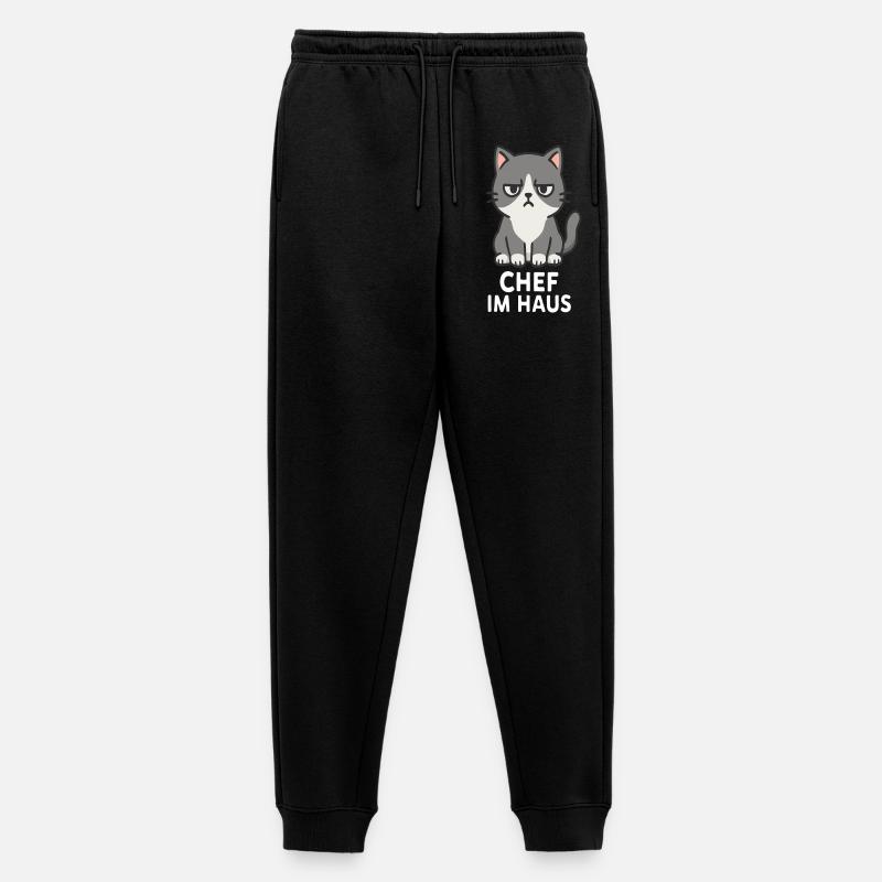 Cat with grumpy expression - Men's Premium Organic Joggers - black
